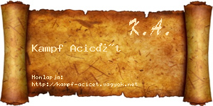Kampf Acicét névjegykártya